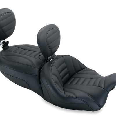Mustang 15-21 Harley Freewheeler Std Touring Deluxe 1PC Seat w/Driver and Passenger Backrest - Black