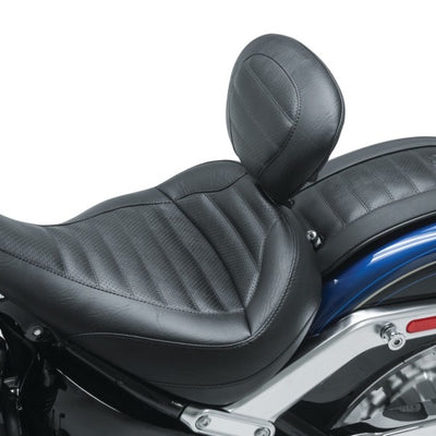 Mustang 20-21 HarleyFat Boy Standard Touring Solo Seat w/Driver Backrest - Black