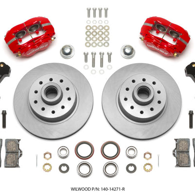 Wilwood Forged Dynalite Front Kit 11.03in 1 PC Rotor&Hub - Red 74-80 Pinto Disc Spindle only