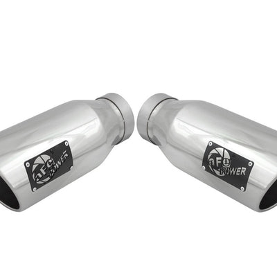 aFe MACH Force-XP 304 SS Single Wall Polished Exhaust Tip Pair 4in Inlet x 6in Outlet x 15in L