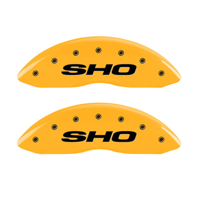MGP 4 Caliper Covers Engraved Front & Rear SHO Yellow finish black ch