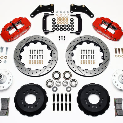 Wilwood Narrow Superlite 6R Front Hub Kit 12.88in Drill Red Large GM 57-70 Drop Spindle