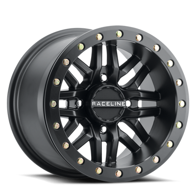 Raceline A91B Ryno 15x10in / 4x137 BP / 0mm Offset / 110.18mm Bore - Satin Black Beadlock Wheel