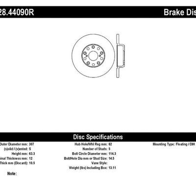 StopTech Drilled Sport Brake Rotor
