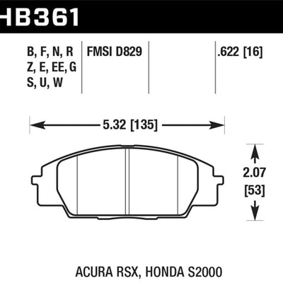Hawk 02-05 Acura RSX 2.0L Type-S OE Incl. Shims Front ER-1 Brake Pads