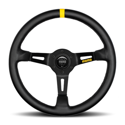 Momo MOD08 Steering Wheel 350 mm -  Black Leather/Black Spokes/1 Stripe