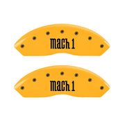 MGP 4 Caliper Covers Engraved Front & Rear Mach 1 Yellow Finish Black Char 2004 Ford Mustang