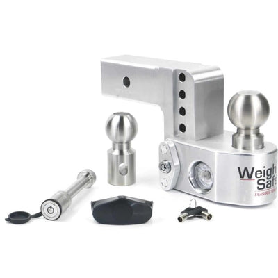 Weigh Safe 4in Drop Hitch w/Built-in Scale & 2.5in Shank (10K/18.5K GTWR) w/WS05 - Aluminum