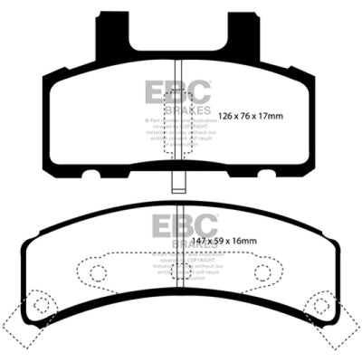 EBC 97-99 Cadillac Deville 4.6 (Rear Drums) Greenstuff Front Brake Pads