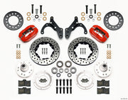Wilwood Forged Dynalite Front Kit 11.00in Drill-Red 65-68 Chevy Impala -Drum Spindle