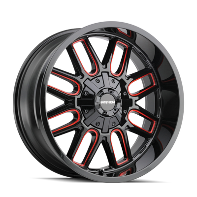 Mayhem 8107 Cogent 20x9 / 5x139.7 BP / 0mm Offset / 110mm Hub Black w/ Prism Red Wheel