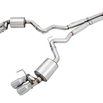 AWE Tuning 2018+ Ford Mustang GT (S550) Cat-back Exhaust - Touring Edition (Quad Chrome Silver Tips)