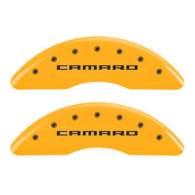 MGP 4 Caliper Covers Engraved Front & Rear Gen 5/Camaro Yellow finish black ch