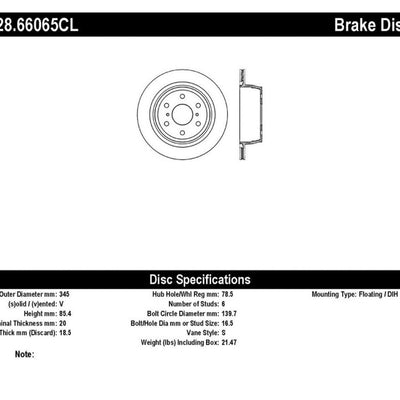 StopTech Drilled Sport Cryo Brake Rotor Left Rear 07-16 Chevy Silverado 1500
