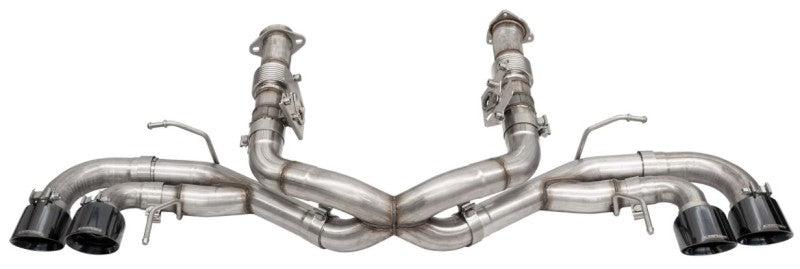 Corsa 20-25 Corvette C8 3in Xtreme Cat-Back Exhaust 4.5in Blk Quad Tips - Integrates stock AFM Valve