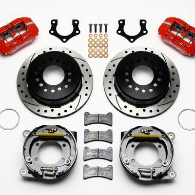 Wilwood Dynapro Low-Profile 11.00in P-Brake Kit Drill-Red Mopar/Dana 2.50in Off w/Snap Ring Brng