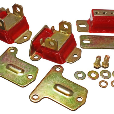 Energy Suspension 69-72 Camaro/70-73 Monte Carlo Red Complete Motor&Trans Mount Set Zinc Finish