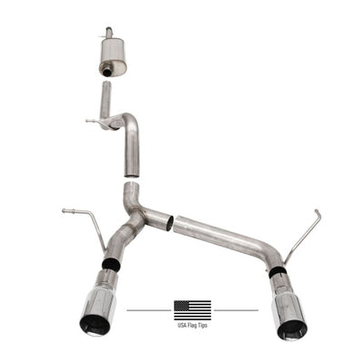 Corsa 2007-2018 Jeep Wrangler JKU 3.6L/3.8L 2.75in Sport Cat-Back Exhaust w/ 4in American Flag Tips