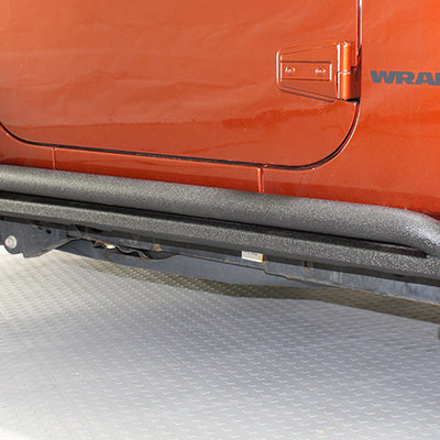 Fishbone Offroad 07-18 Jeep Wrangler JK 2 Door Rubicon Steel Rock Slider - Black Textured Powdercoat