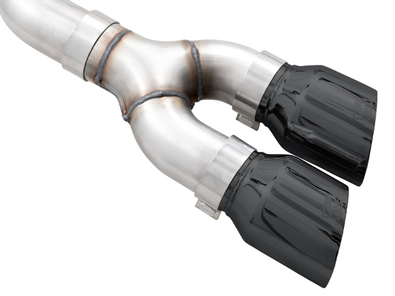 AWE 21+ Ford F150 Dual Side Exit Cat-Back Exhaust - 4.5in Diamond Black Tips *For Stock Y-Pipe Only