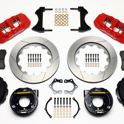 Wilwood AERO4 Rear P-Brake Kit 14.00in Red Mopar/Dana 2.36in Off w/Snap Ring Brng