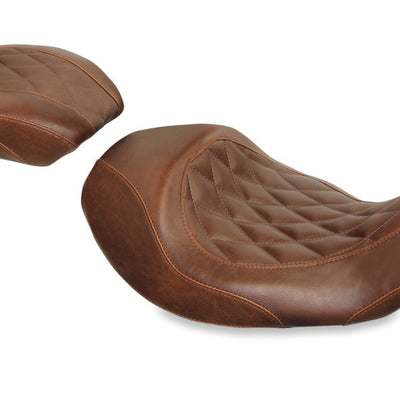 Mustang 06-17 Harley Dyna Wide Tripper Forward Solo Seat Diamond Stitch - Distressed Brown