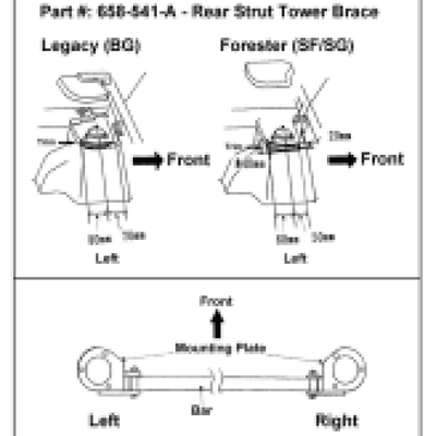 Cusco Strut Bar Type-AS Rear 20mm Round Subaru Forester SF/SG (Rear Panel Trimming Requried)