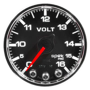 Autometer Spek-Pro Gauge Voltmeter 2 1/16in 16V Stepper Motor W/Peak & Warn Blk/Chrm