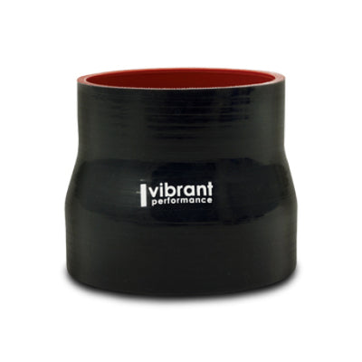 Vibrant 3.5in I.D. x 4.250in I.D. x 4.5in Long 4 Ply Gloss Black Silicone Transition Hose