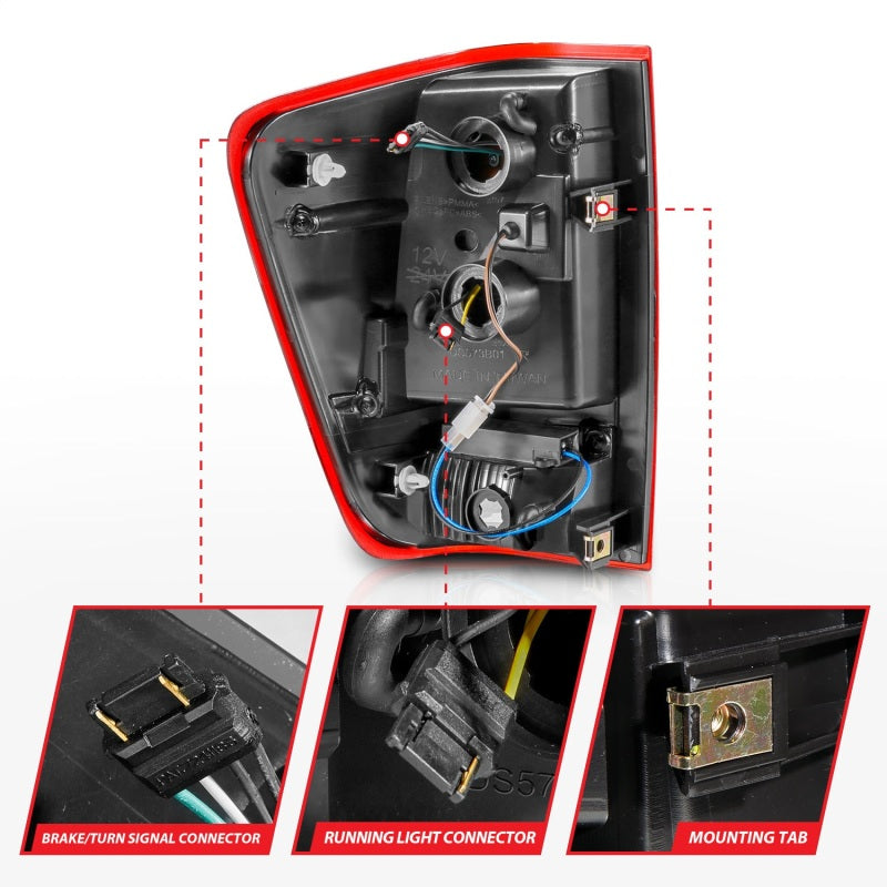 ANZO 04-15 Nissan Titan Full LED Taillights Chrome Housing Red/Clear Lens