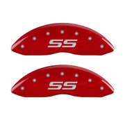 MGP 4 Caliper Covers Engraved Front & Rear Monte Carlo style/SS Red finish silver ch