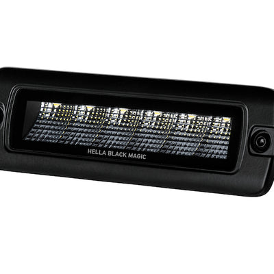 Hella Universal Black Magic 6 L.E.D. Flush Mount Mini Light Bar - Flood Beam