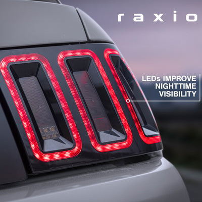 Raxiom 99-04 Ford Mustang Excluding 99-01 Cobra Icon LED Tail Lights- Black Housing (Smoked Lens)