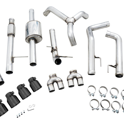 AWE Tuning 4th Gen GM 1500 5.3L 0FG Catback Split Rear Exit (w/ Bumper Cutouts) - Quad Diamond Tips