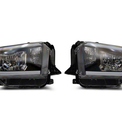 Raxiom 14-21 Toyota Tundra Axial Series Headlights w/ LED Bar- Blk Housing (Clear Lens)