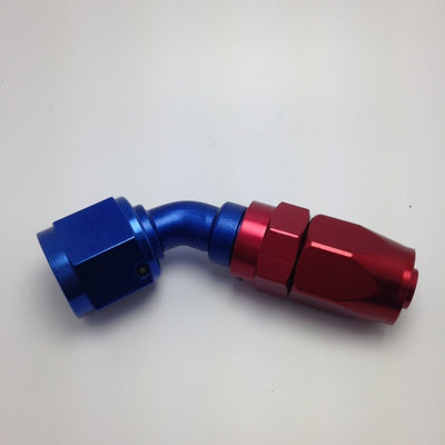 Fragola -10AN Fem x -8AN Hose 45 Degree Reducing Hose End - Blue/Red