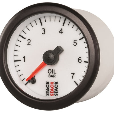 Autometer Stack 52mm 0-7 Bar M10 Male Pro Stepper Motor Oil Pressure Gauge - White