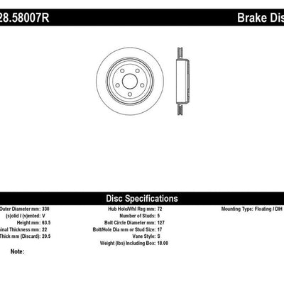 StopTech Drilled Sport Brake Rotor 11-17 Jeep Grand Cherokee (Excludes SRT8)