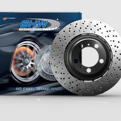 SHW 2003 Audi RS6 4.2L Left Front Cross-Drilled Lightweight Brake Rotor (4B3615301E)