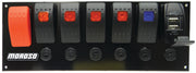 Moroso Rocker Switch Panel - Flat Surface Mount - LED w/USB - 3.388in x 9.15in -Five On/Off Switches