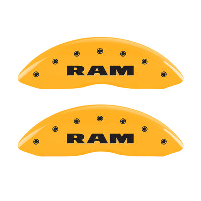 MGP 4 Caliper Covers Engraved Front RAM Engraved Rear RAMHEAD Yellow finish black ch