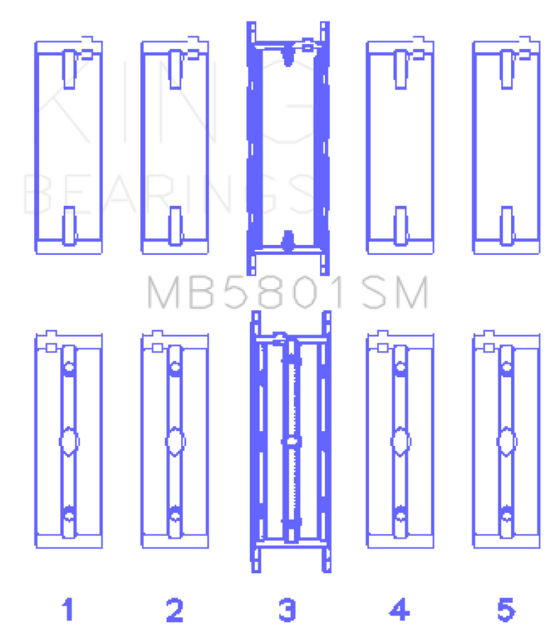 King Engine Bearings BMW N63/S63 Crankshaft Main Bearing Set - Size +0.25mm