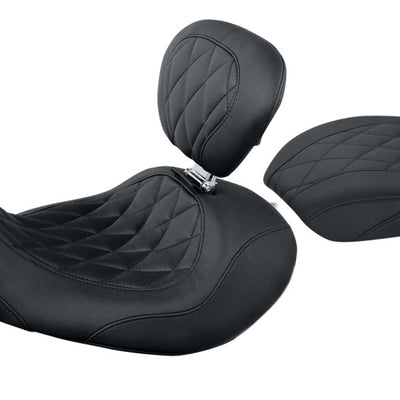 Mustang 06-17 Harley Dyna Wide Tripper Forward Passenger Seat Diamond Stitch - Black