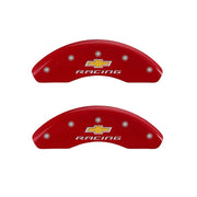 MGP Front set 2 Caliper Covers Engraved Front Chevy racing Red finish silver ch