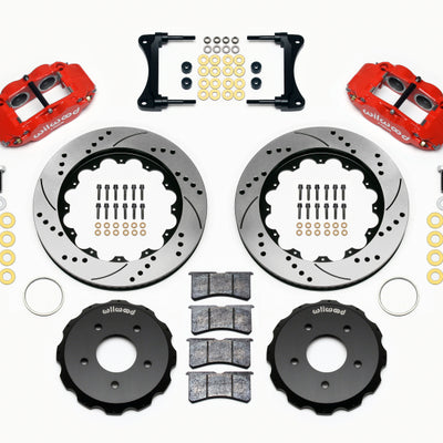 Wilwood Narrow Superlite 4R Front Hat Kit 14.00in Drill Red 2007-Up Jeep Wrangler