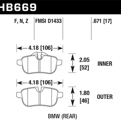 Hawk 09-12 BMW Z4 Rear Street Brake Pads