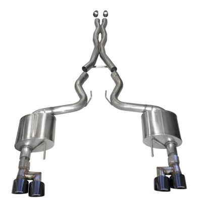 Corsa 18-23 Ford Mustang 5.0L V8 3in Sport Cat-Back Dual Rear Exit w/ 4in Black PVD Pro-Series Tips