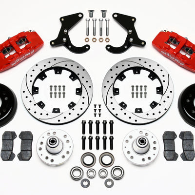 Wilwood Dynapro 6 Front Hub Kit 12.19in Drilled Red 55-57 Chevy