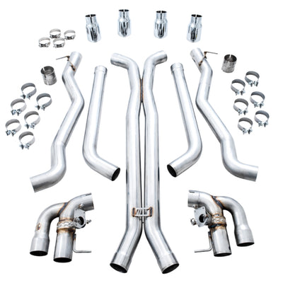 AWE Tuning 18-19 BMW M5 (F90) 4.4T AWD SwitchPath Cat-back Exhaust - Chrome Silver Tips
