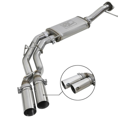 aFe Rebel Series 3in. to 2.5in. 409 SS C/B Exhaust 11-14 Ford F-150 V6-3.5L (tt) - Polished Tip